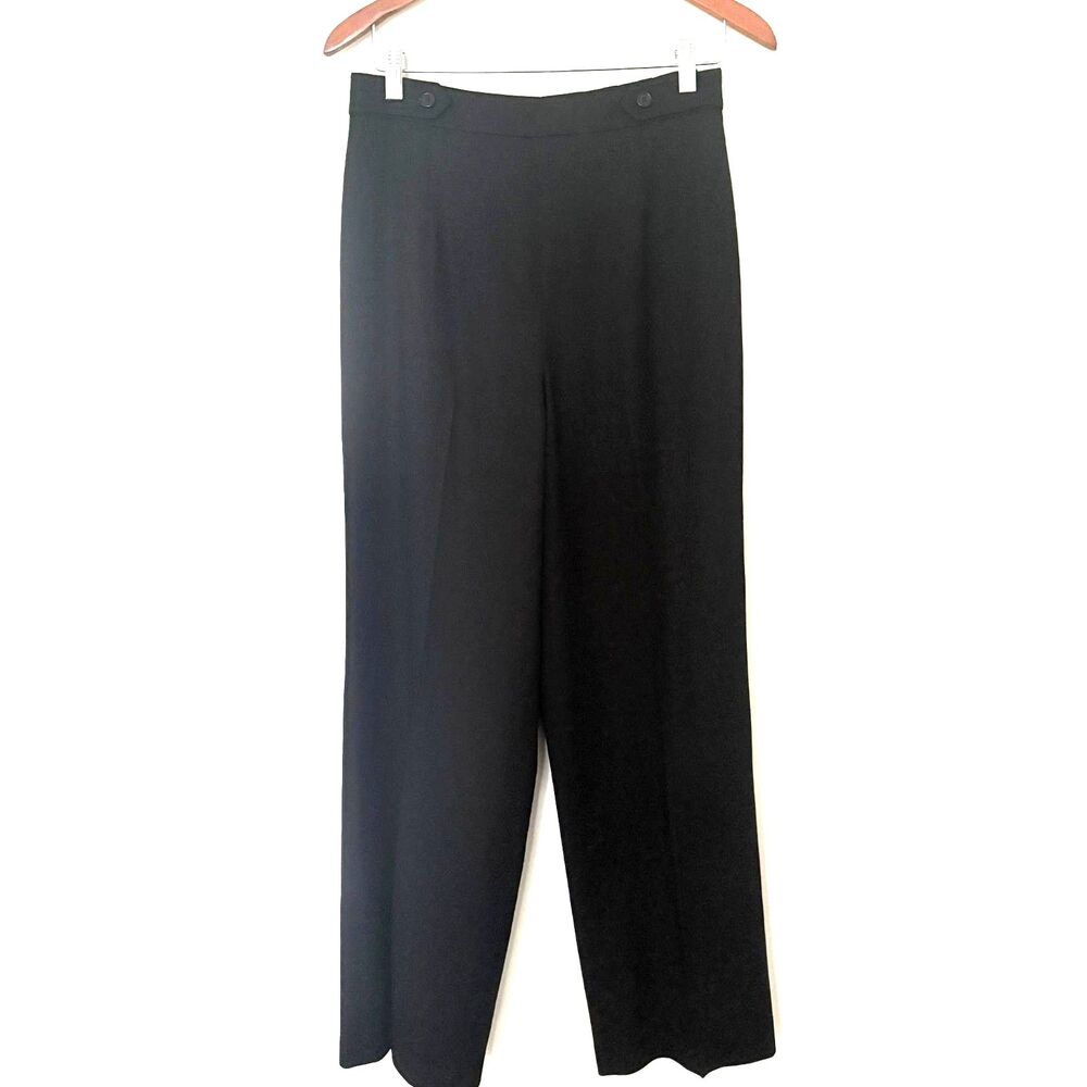 VTG Talbots Black Italian Wool Dress Pants Side Zip Stretch Tailored Trousers 8